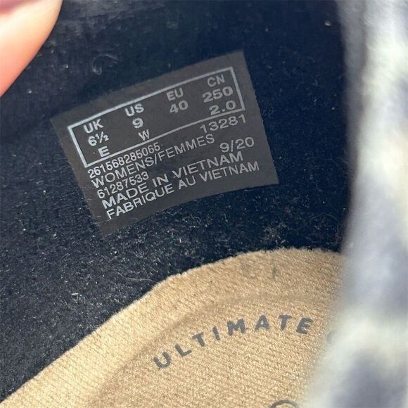 Clarks Women's Black Leopard Print Slip-On Wedge Loafers Size 9 Wide Casual - Picture 12 of 12